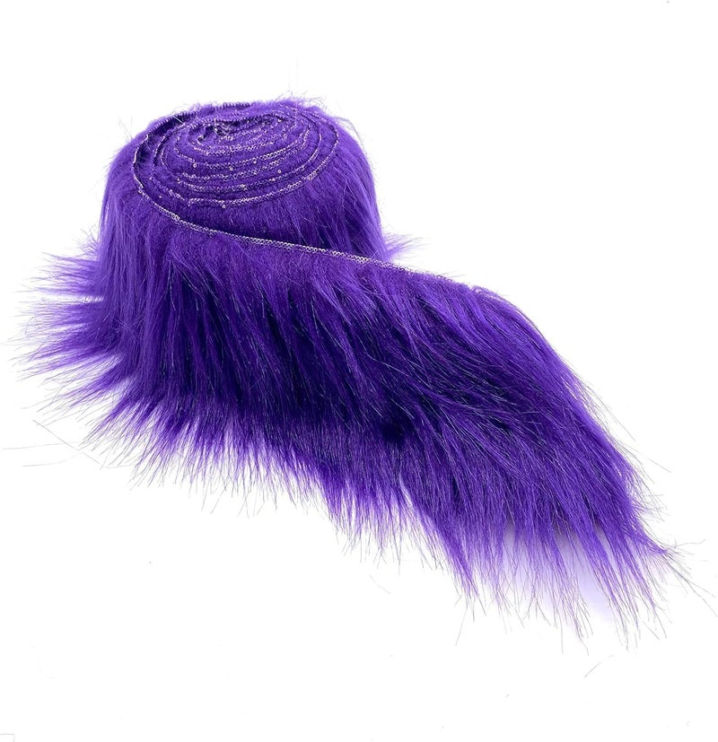 Ice Fabrics Craft Faux Fur Fabric Pre Cut Rolls - 6"x60" Fur Ribbon Mohair Fabric Strips - Super Soft and Fuzzy - Perfect for Crafts, Costumes & Decoration - Purple - 6x60 - Image 1